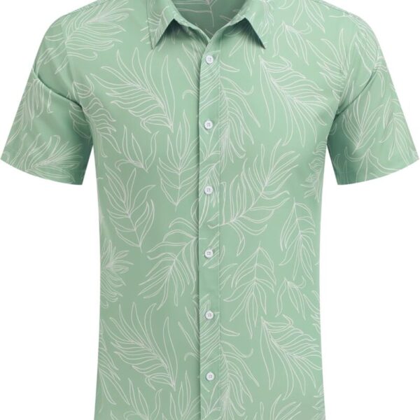 COOFANDY Mens Summer Shirts Floral Hawaiian Shirts Short Sleeve Casual Beach Wear Clothing Light Green Clothing, Shoes & Jewelry